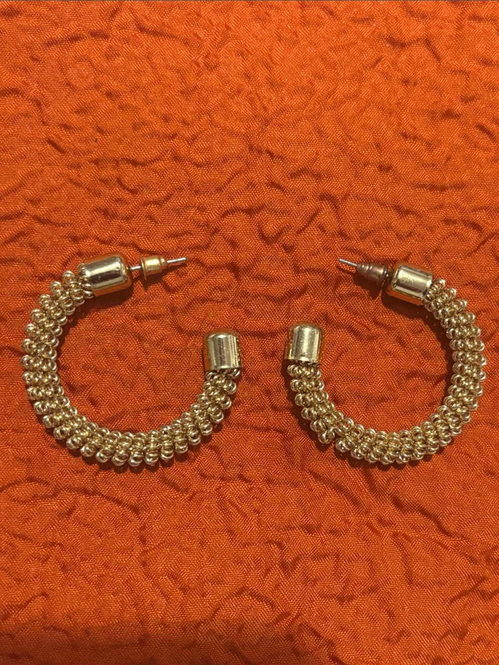 Textured Gold Beaded Hoop Earrings for Women
